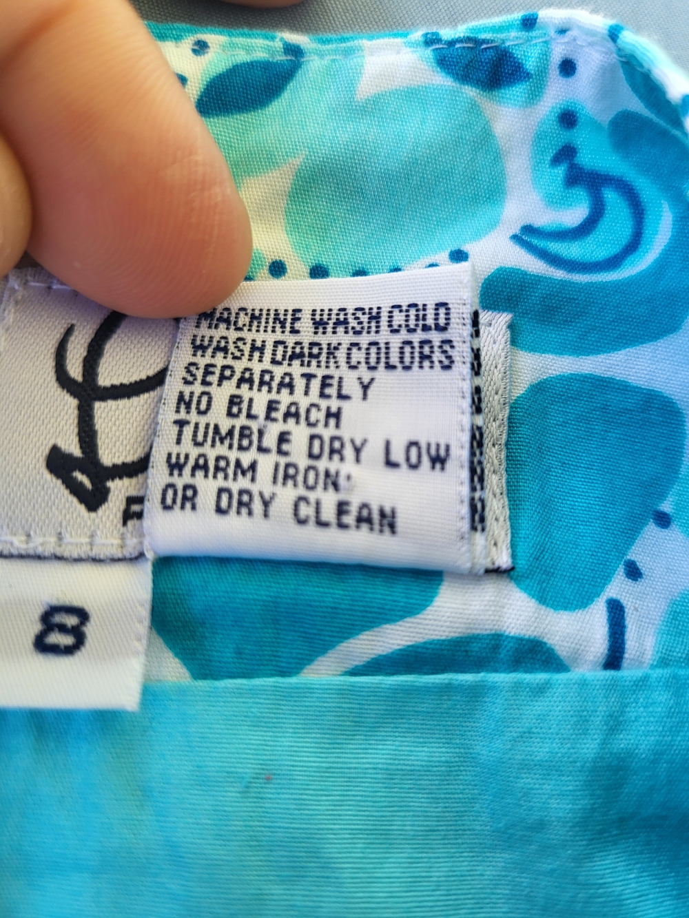 Vintage 1999 Lilly Pulitzer Aqua & Turquoise Floral Scalloped Hem Mini Skirt - Picture 4 of 5